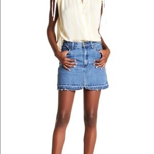 Free People Step Up Denim Mini Skirt